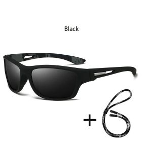 Fashion Camouflage Pattern Sports Polarized Sun Glasses With Chain Men Women Cycling Climbing Skiing Sunglasses UV400 Eyewear (Lenses Color: Chain-D668(Black))