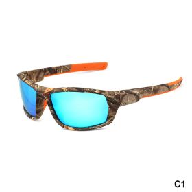 Outdoor Polarized Sunglasses Colorful Camouflage Sport Fishing Riding Glasses Beach Sun Glasses Men Women Shade Eyewears UV400 (Frame Color: As picture, Lenses Color: C1)
