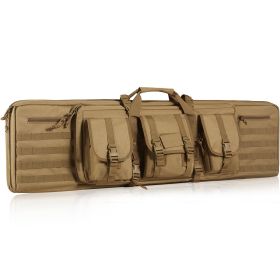 VEVOR Tactical Range Bag, 36 inch Tactical Double Firearm Bag, Soft Outdoor Tactical Case with Lockable Zipper, Portable Handle & Shoulder Strap, 3 La (Color: Brown, size: 36 inch)