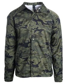 Burnside B9718 Men's Nylon Coaches Jacket (Color: GREEN CAMO, size: 3XL)