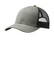Port Authority Snapback Trucker Cap C112 (Color: Heather Grey/ Black, size: OSFA)