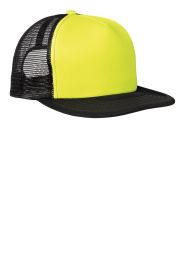 District Flat Bill Snapback Trucker Cap DT624 (Color: Neon Yellow, size: OSFA)
