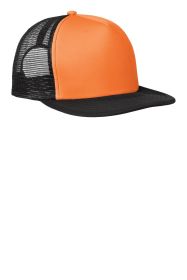 District Flat Bill Snapback Trucker Cap DT624 (Color: Neon Orange, size: OSFA)