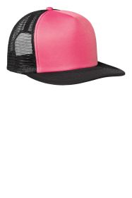District Flat Bill Snapback Trucker Cap DT624 (Color: Neon Pink, size: OSFA)