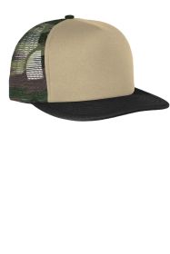 District Flat Bill Snapback Trucker Cap DT624 (Color: Military Camo, size: OSFA)