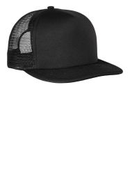 District Flat Bill Snapback Trucker Cap DT624 (Color: Black, size: OSFA)