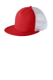 District Flat Bill Snapback Trucker Cap DT624 (Color: New Red, size: OSFA)